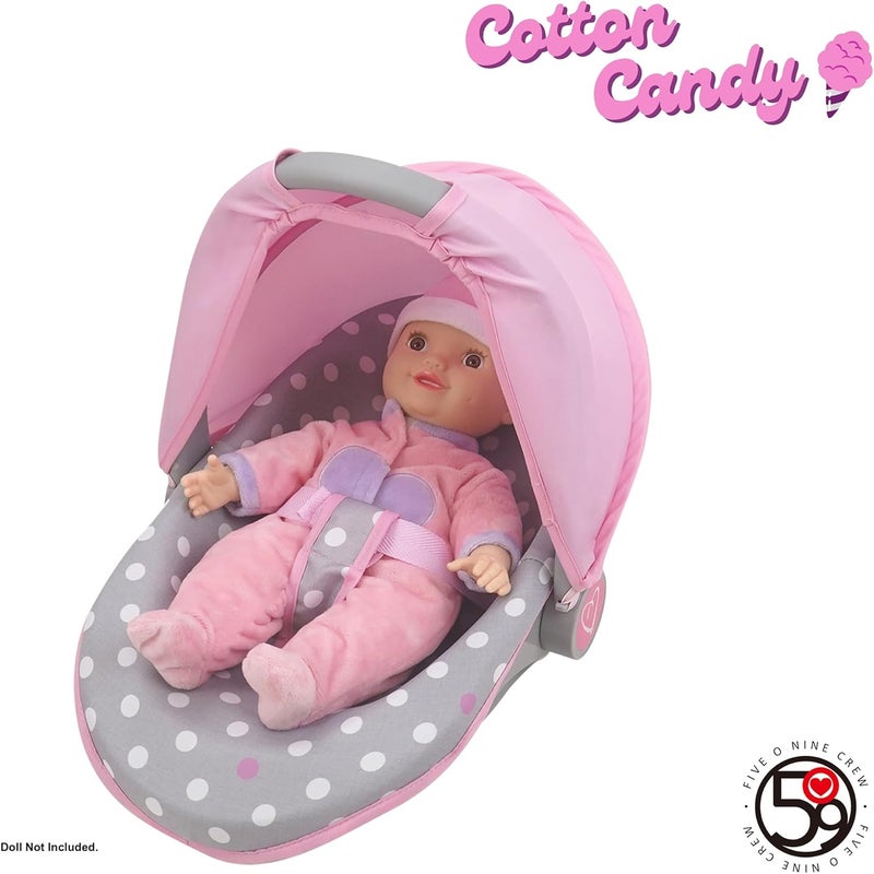 509 Crew: Cotton Candy Pink: 3-in-1 Doll Car Seat - Pink, Grey, Polka Dot - for Dolls Up to 18", Multifunctional, Retractable Canopy, Kids Ages 3+ - Image 5